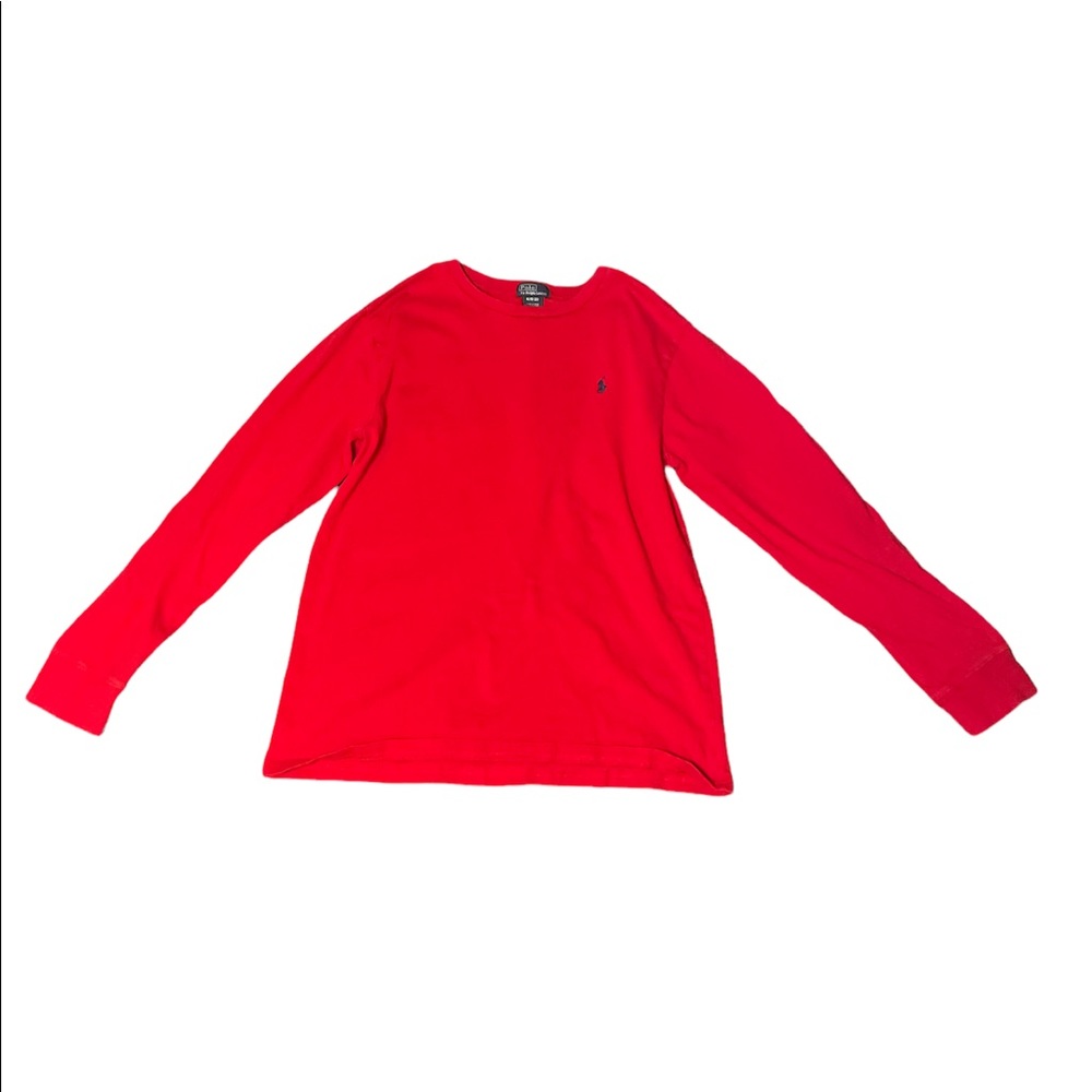 Red Long Sleeve Polo Crew T-shirt